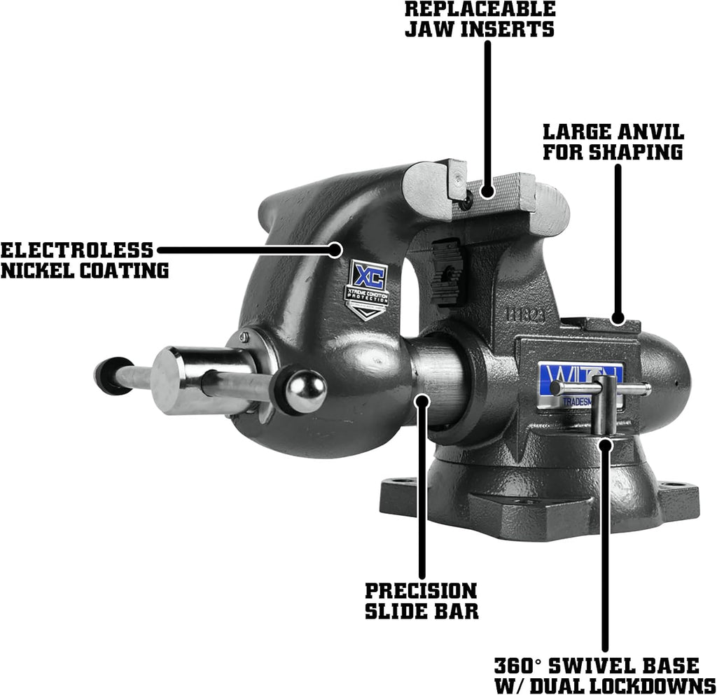 Wilton Tradesman XC Bench Vise, 6-1/2' Jaw Width, 6' Max Jaw Opening, 4' Throat (Model 1765XC)