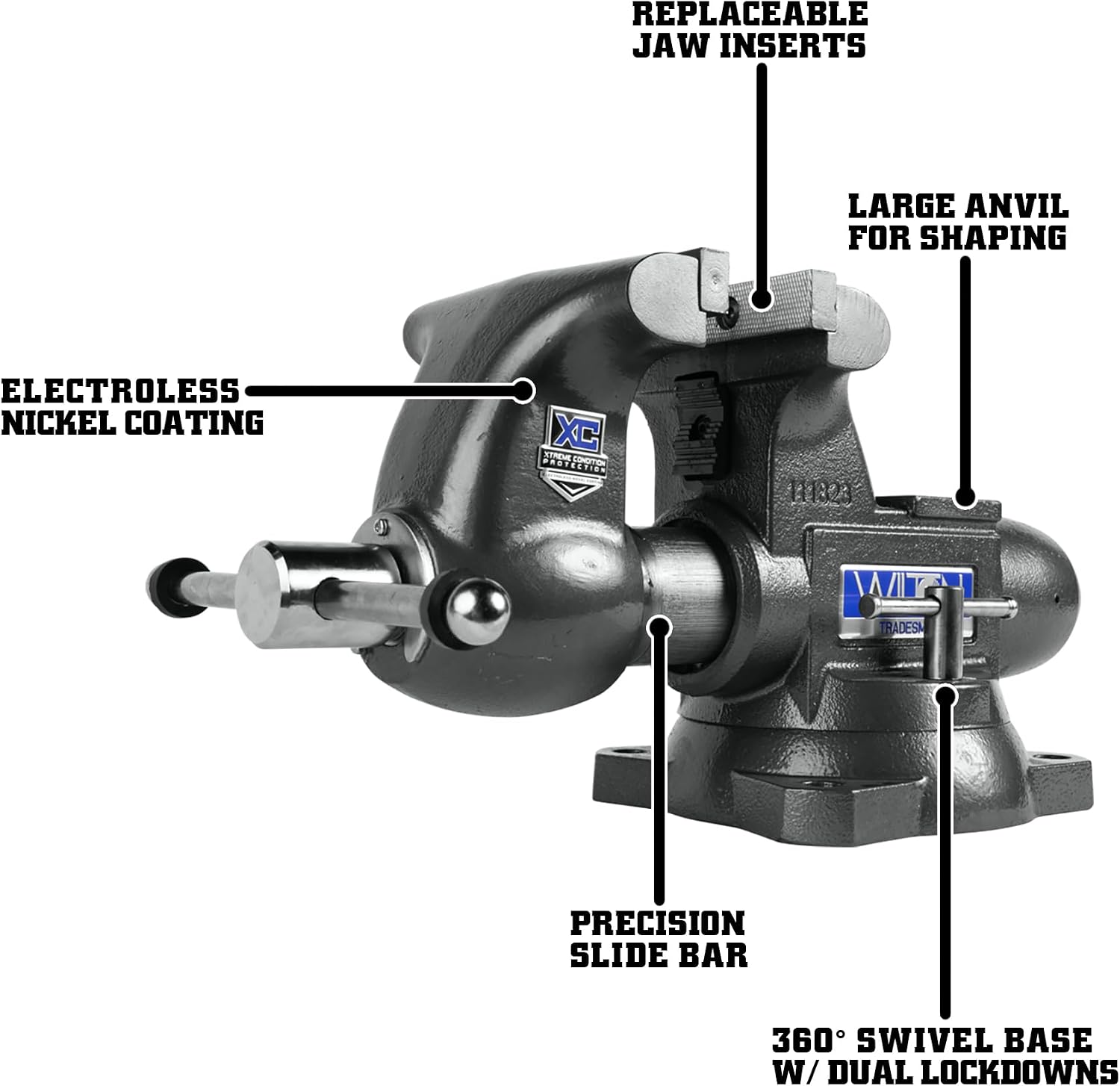 Wilton Tradesman XC Bench Vise, 6-1/2' Jaw Width, 6' Max Jaw Opening, 4' Throat (Model 1765XC)