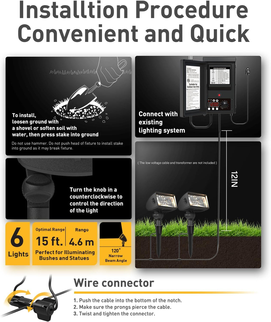 GOLDEN STAR LED Low Voltage Landscape Lighting LED Wall Wash Lights 18 Watt Weatherproof Floodlight Outdoor Landscape Lighting 600 Lumen Garden Lights 8401-4675-G06