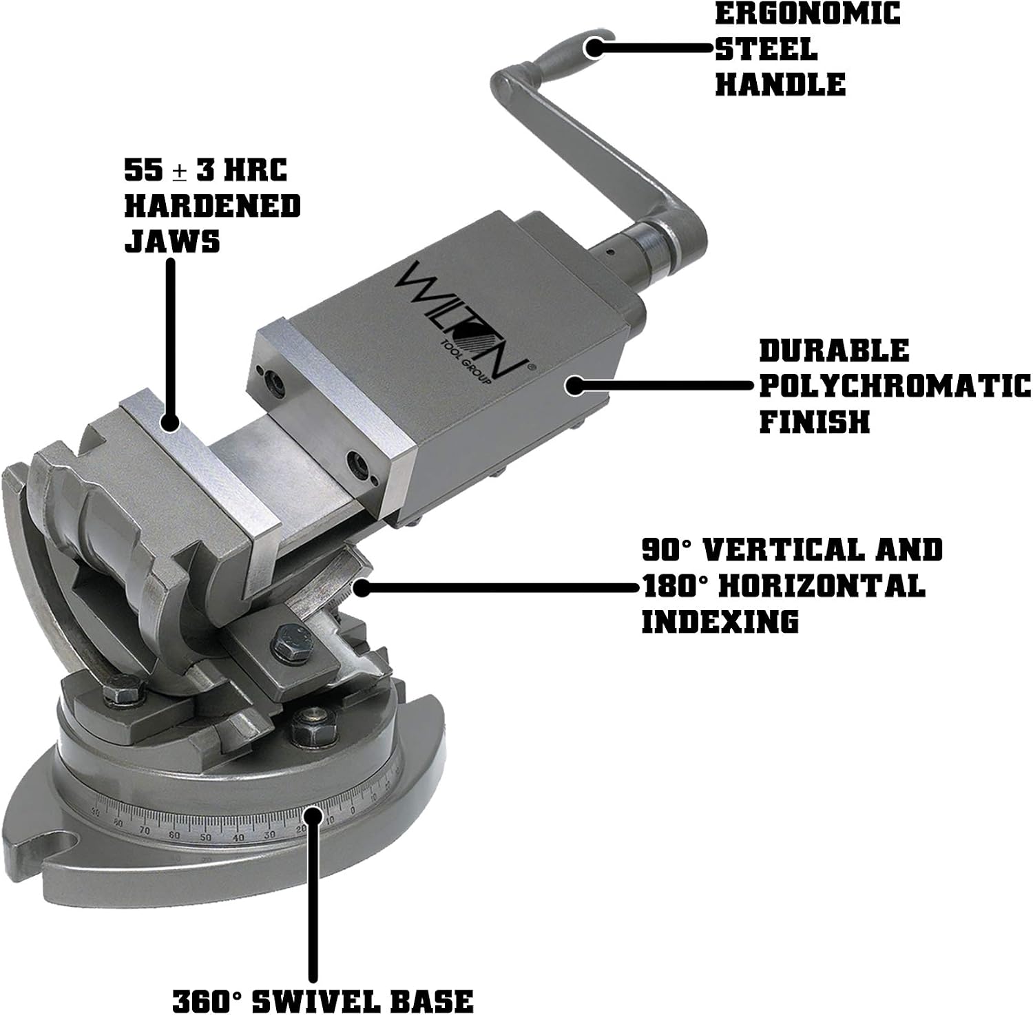 Wilton 3-Axis Precision Tilting Vise, 3' Jaw Width, 3' Opening, 1-5/16' Jaw Depth (Model TLT/SP-75)