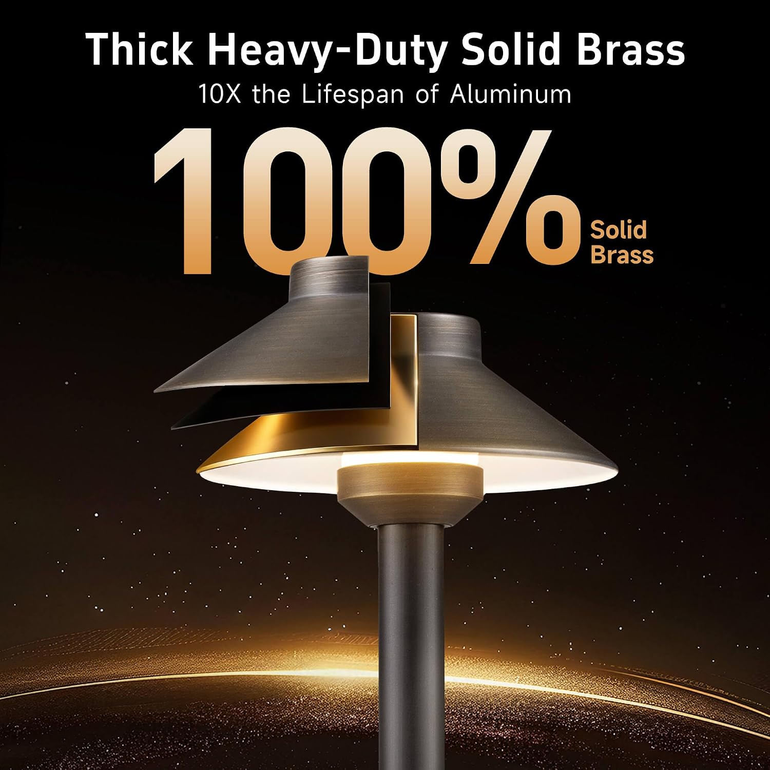 Gardenreet Brass Low Voltage Pathway Lights - 12V Landscape Path Lights Wired, LED Walkway Light Waterproof IP65, Hat Shaped ‎Classic Bronze for Outdoor Entrance Garden G4 Bulb Not Included (6 Pack)