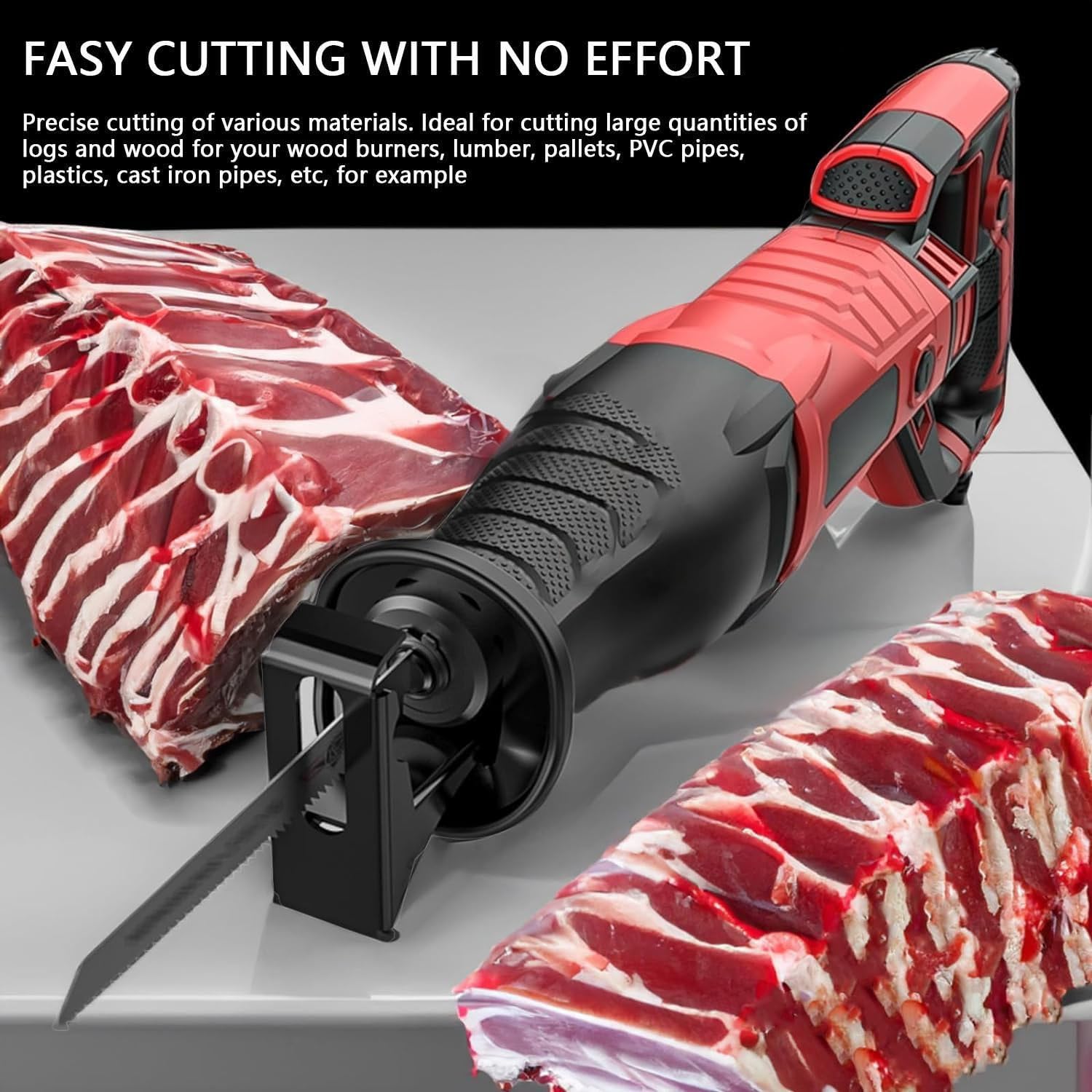 1050W Variable Speed Corded Butcher Bone Saw, Reciprocating Saw Bone Machine, Meat Saw Machine for Bone Cutting, W/4 Saw Blades