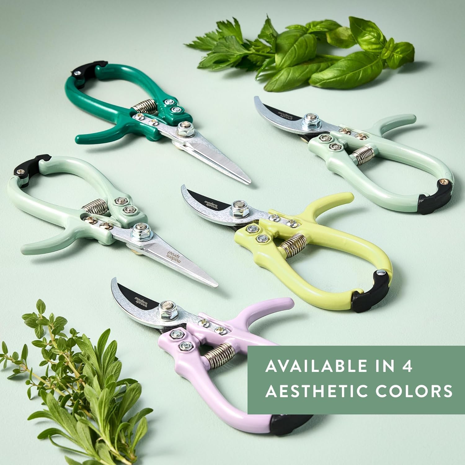 Modern Sprout Pruning Shears - Herb Snipping Scissors- Lightweight Gardening Tools W/Easy Lock - Flower Cutter Garden Shears - Gift for Father's Day -Carbon Steel Blade+Reusable Holster(Multi,12 Pcs)