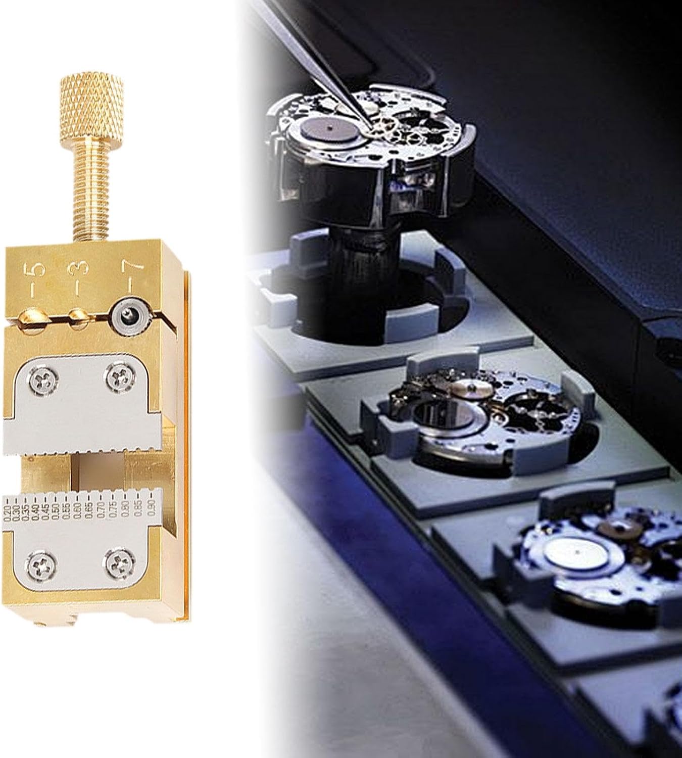 Precision Watch Repair Tool - Adjustable Copper Clamp for Watch Hands, Wheels & Pin Tubes - 0.2-1mm Table Vice for Professional Watchmakers & Hobbyists