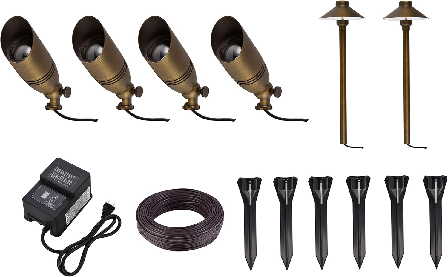 Elitco Lighting Modern Bright Home Decorative Aera cast Brass Landscape Lighting Full Starter Pack of 6 kit 1-6x6x18.125