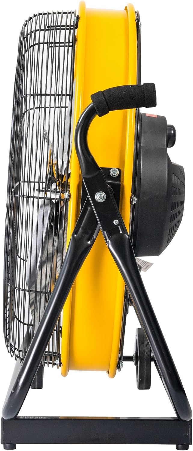iLiving 24 Inch 3-Speed Orbital Internal Oscillating High Velocity Barrel Floor Fan for Office, Auto Shop, Garage, Workshop, Warehouse, 7800 CFM, Yellow