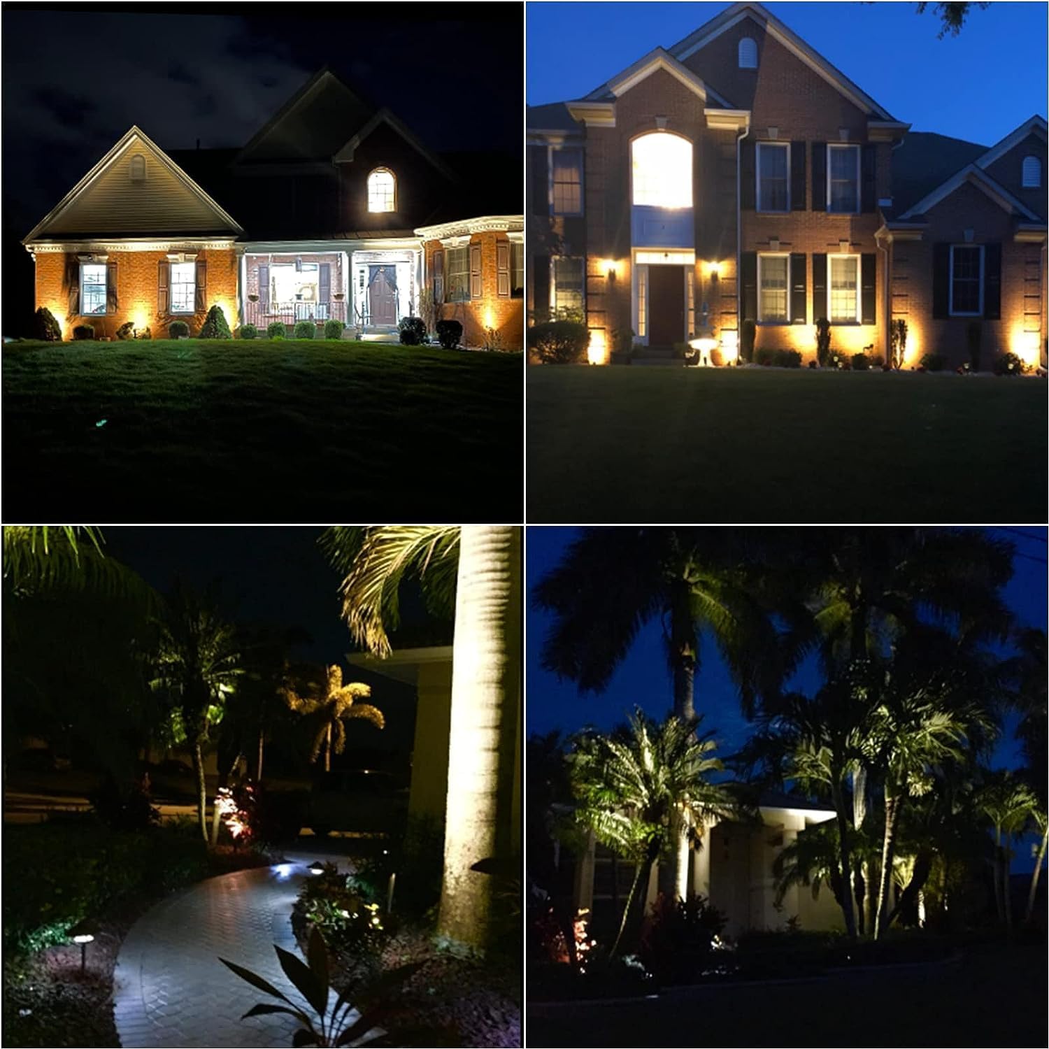 VENUS MANUFACTURING 16 Pack Low Voltage Landscape Flood Light 50W Halogen Outdoor Landscape Lighting Kits 380 Lumen Black Waterproof Spotlights 12V 3000K Warm White Metal Tree Lights for Garden & Yard