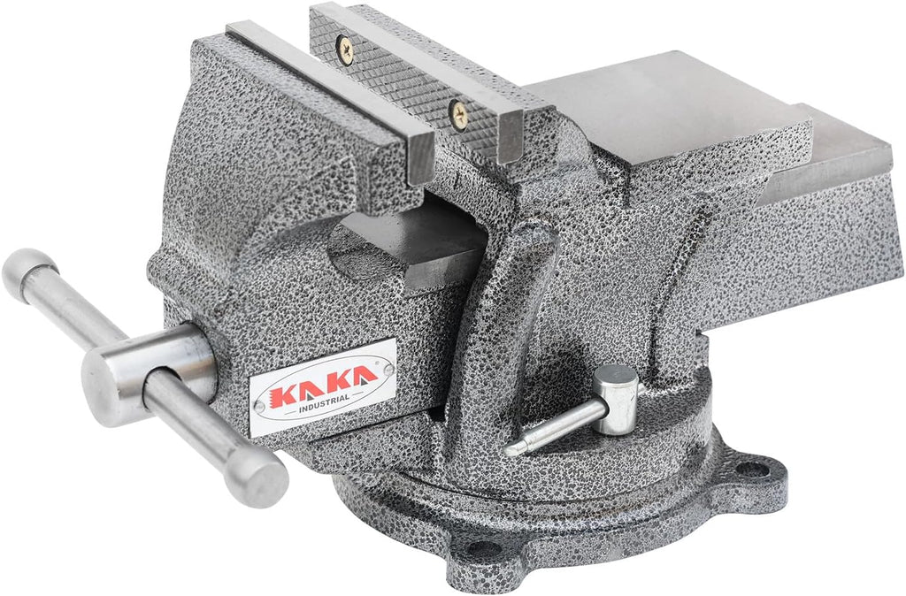 KAKA INDUSTRIAL Bench Vises 4 Inch Jaw Width, 4 Inch Jaw Opening Homeowner's Vise, Swivel Base Heavy Duty, for Drilling, Pipe Cutting, Woodworking HPS-100