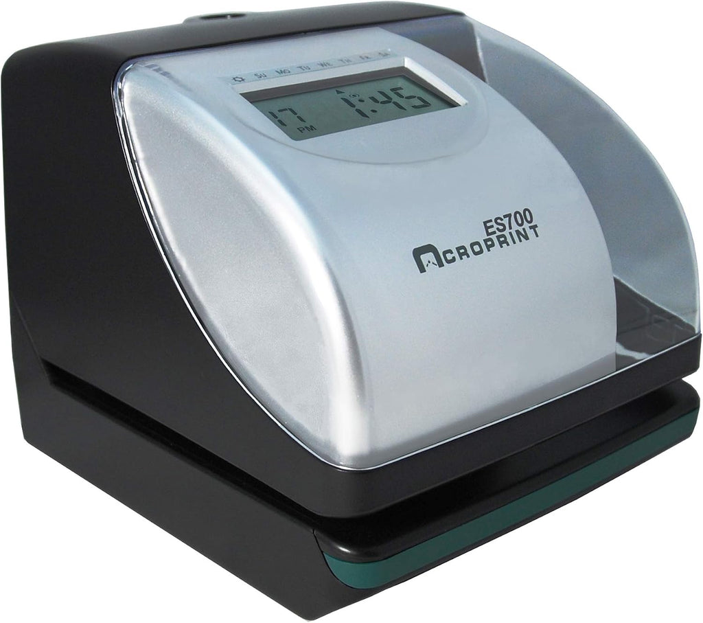 Acroprint Electronic Time Clock Machine – Time Stamp Machine for Employees, Ideal for Small Business, Accommodates Right or Left-Hand Time Cards, Selectable Hour Format