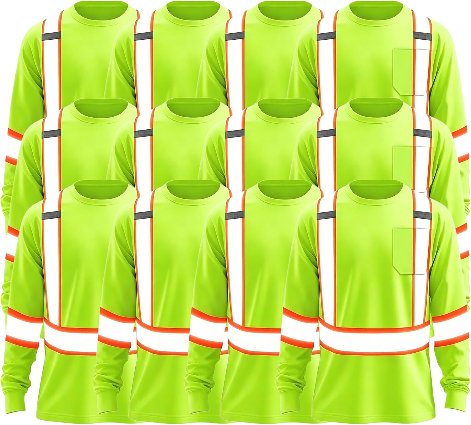 High Visibility Shirt Hi Vis Long Sleeve Shirts for Men Women Reflective Class 3 Safety Shirts