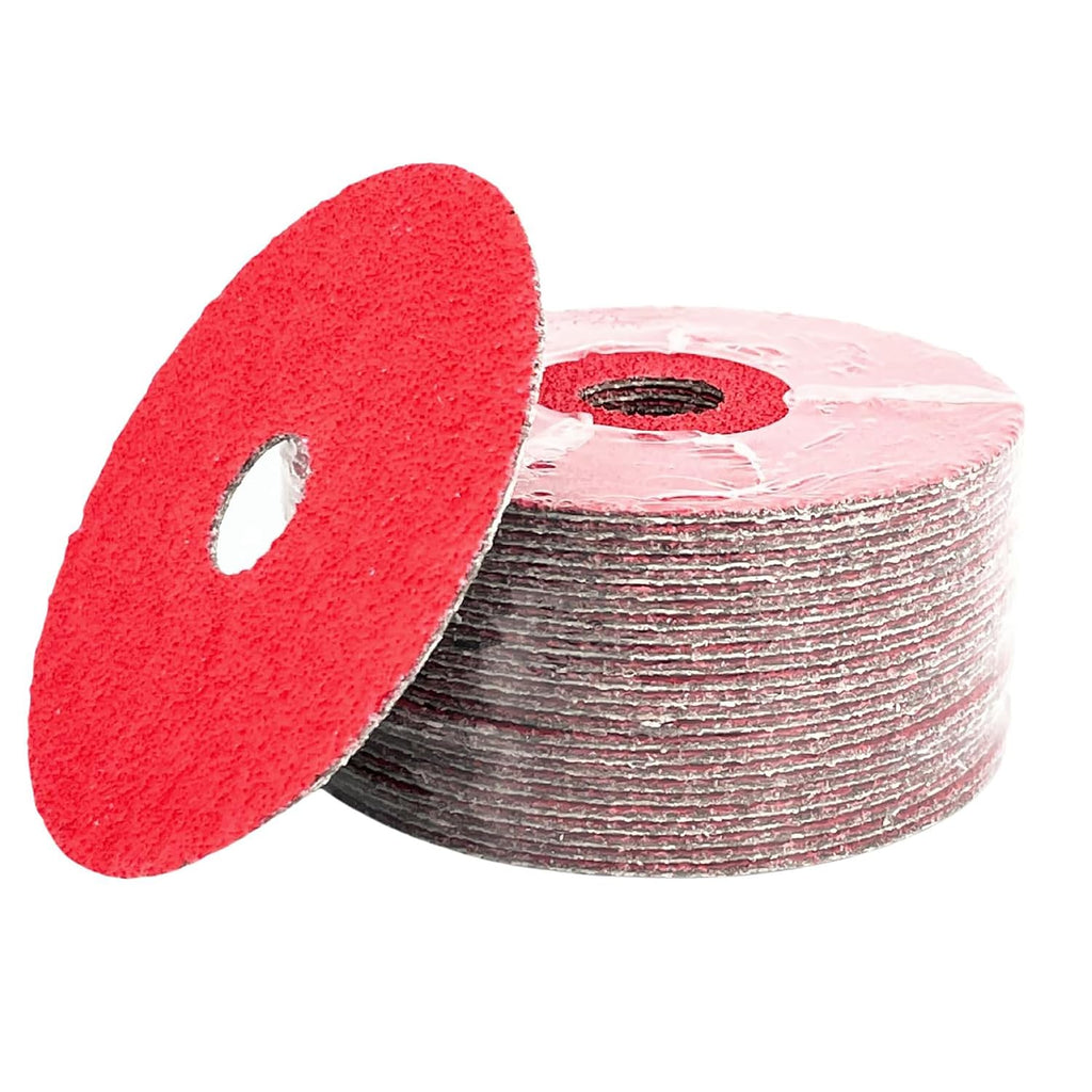 VSM 149148 Resin Fiber Disc, Bright Red, Coarse Grade, Fiber Backing, Ceramic, 24 Grit, 7' X 7/8' Arbor Hole, Pack of 50