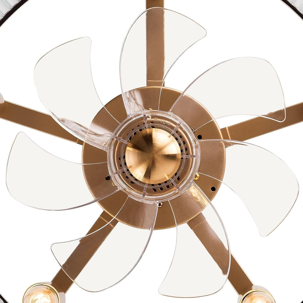 Caged Fandelier Ceiling Fan with Light, 7 Fan Blades 6 Speed Indoor Ceiling Lighting Fixture Farmhouse Rustic Ceiling Fans