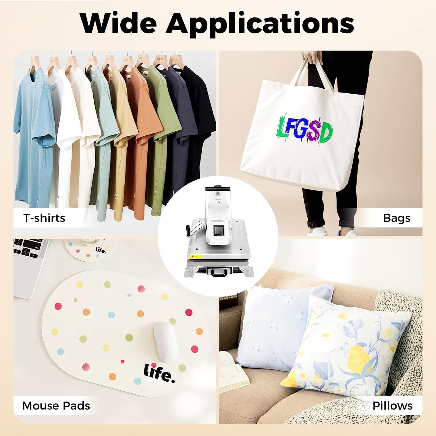 Auto Open Heat Press Machine, 16'x20' Clamshell with Slide-Out Base & 6-Tube Heating - 1600W Digital Sublimation Printer for T-Shirts, Mugs & Crafts
