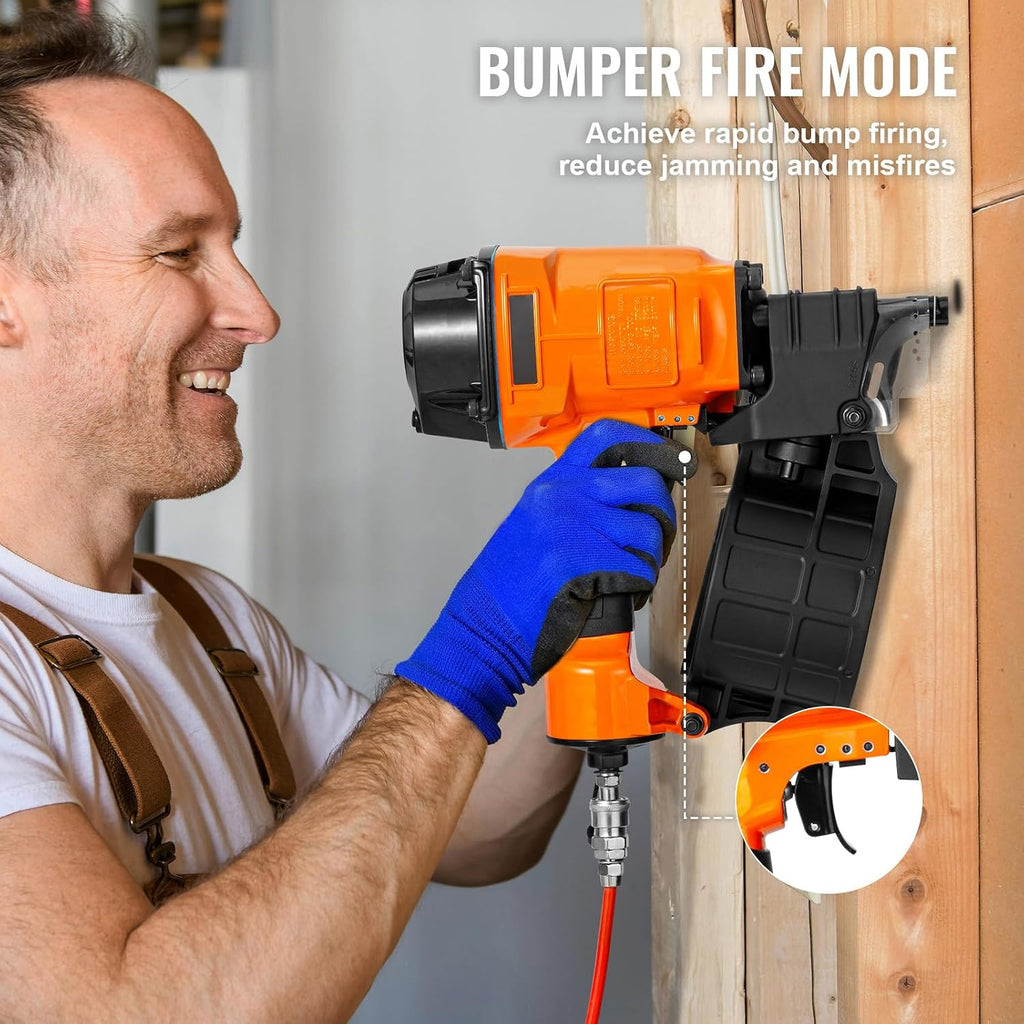 Happybuy Coil Siding Nailer MCN70, 1-3/4' to 2-3/4' 15 Degree Pneumatic Siding Nail Gun, 70-120PSI Air Coil Nailer for Pallet, Crating, Framing, Siding and Fencing
