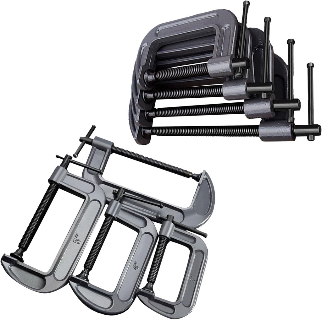 Jeanoko Steel Heavy Duty C Clamps Set Versatile Welding Clamps for Woodworking Building 4 Pc Set for Metalworking (Industrial Thickened)