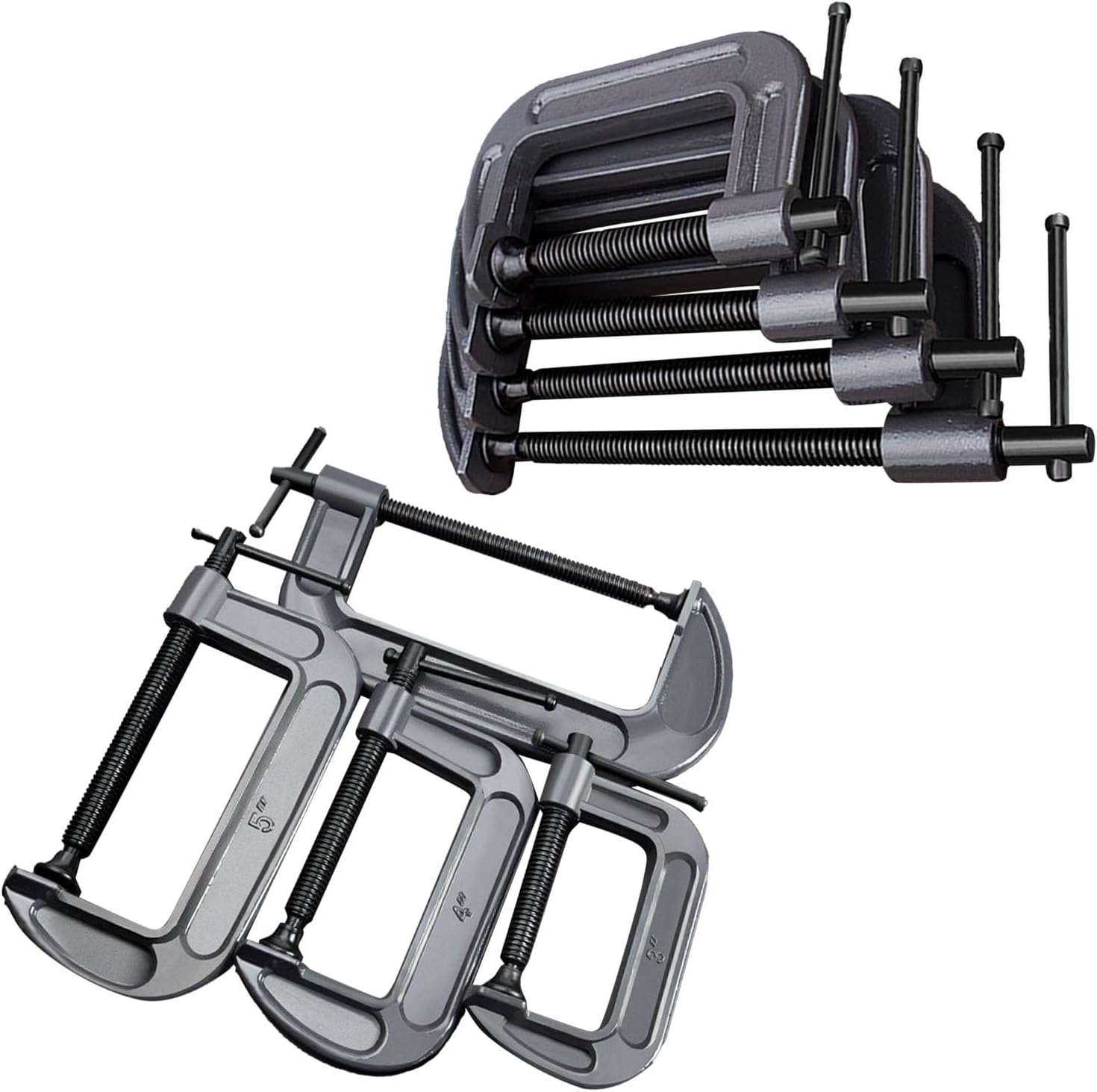 Jeanoko Steel Heavy Duty C Clamps Set Versatile Welding Clamps for Woodworking Building 4 Pc Set for Metalworking (Industrial Thickened)