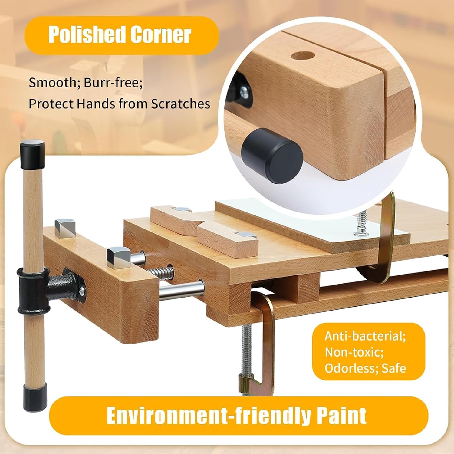 Portable Wood Vise Workbench Adjustable Work Table with 2 G-Clamps & 4 Limit Blocks for DIY Woodworking, Home Repairs, and Craft Projects