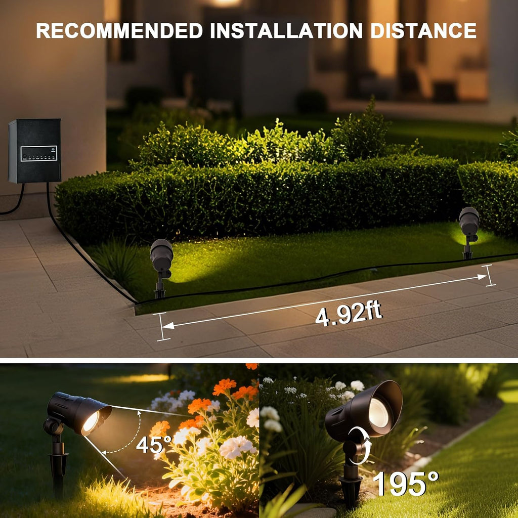 Low Voltage Landscape Lights, 2700/3000/4000K Selectable, 4W 12V Aluminum Landscape Spotlights, CRI 90, IP65, Outdoor Landscape Lighting for Yard, Garden, Tree, Lawn, ETL/FCC Listed, 8PK