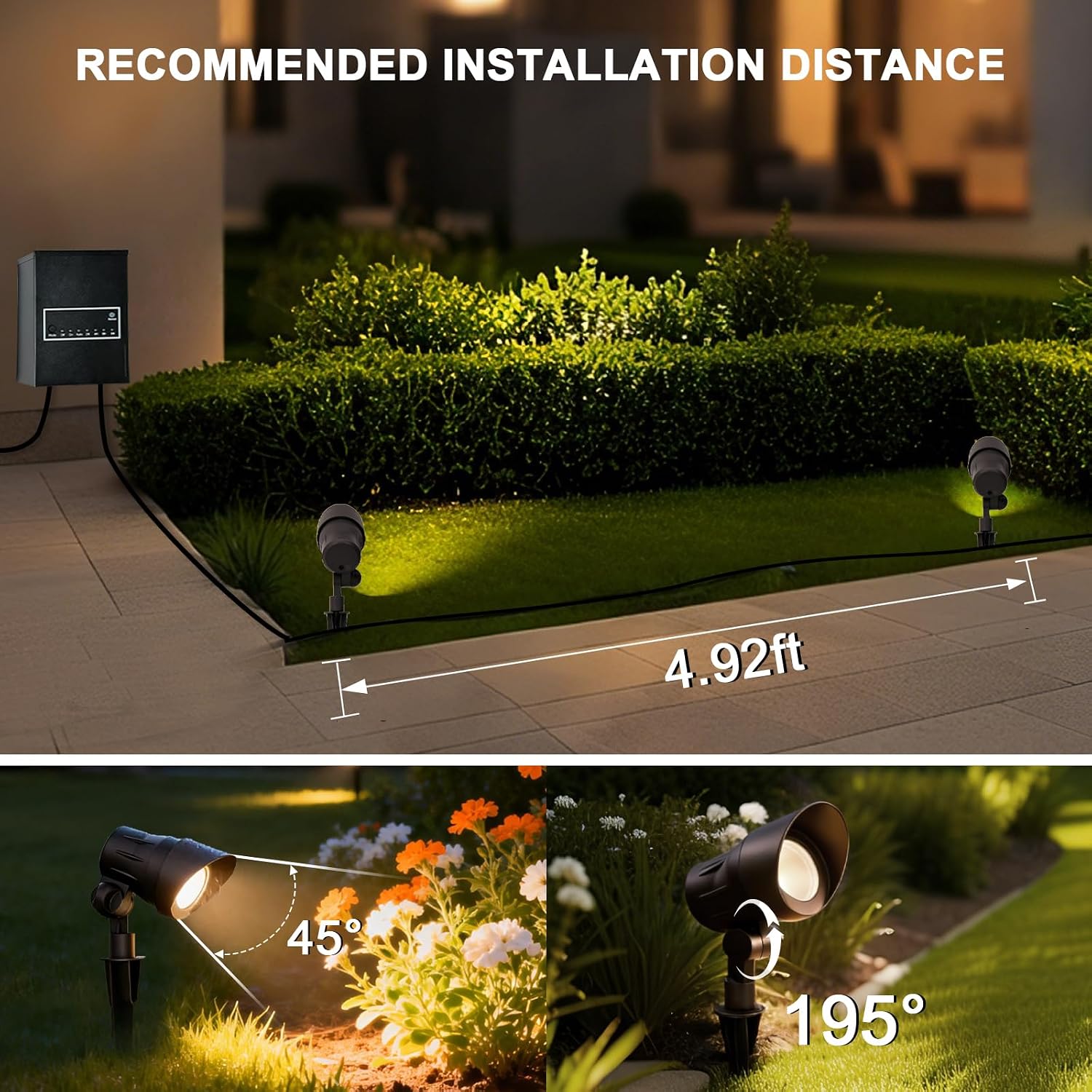 Low Voltage Landscape Lights, 2700/3000/4000K Selectable, 4W 12V Aluminum Landscape Spotlights, CRI 90, IP65, Outdoor Landscape Lighting for Yard, Garden, Tree, Lawn, ETL/FCC Listed, 8PK
