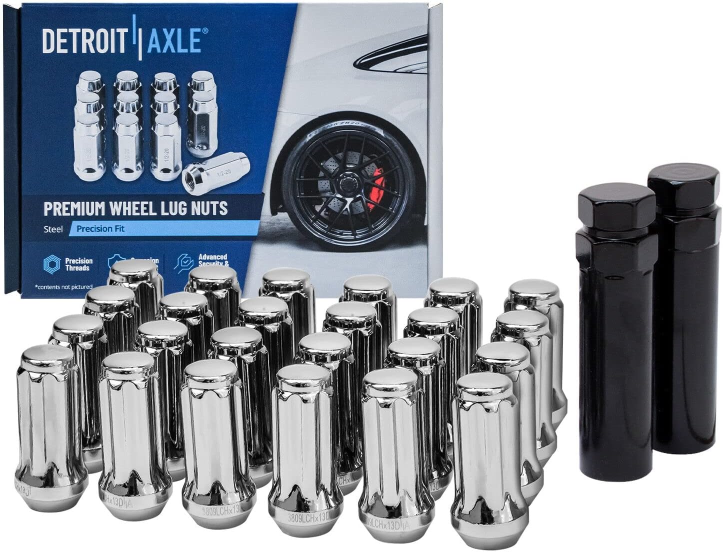 Detroit Axle - 4WD Front End Kit for 2007-2013 Chevy Silverado 1500 GMC Sierra 1500 Cadillac Escalade, Wheel Bearing Hubs Upper Control Arms Tie Rods Sway Bars Ball Joints Wheel Lug Nuts Socket Keys