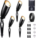 Low Voltage Landscape Spotlights Kit, 4 Pack Black Outdoor12V LED Lights and 100W Transformer and 100FT Cable and 20 Wire Connectors, Waterproof Aluminum Uplighting for Tree House Garden