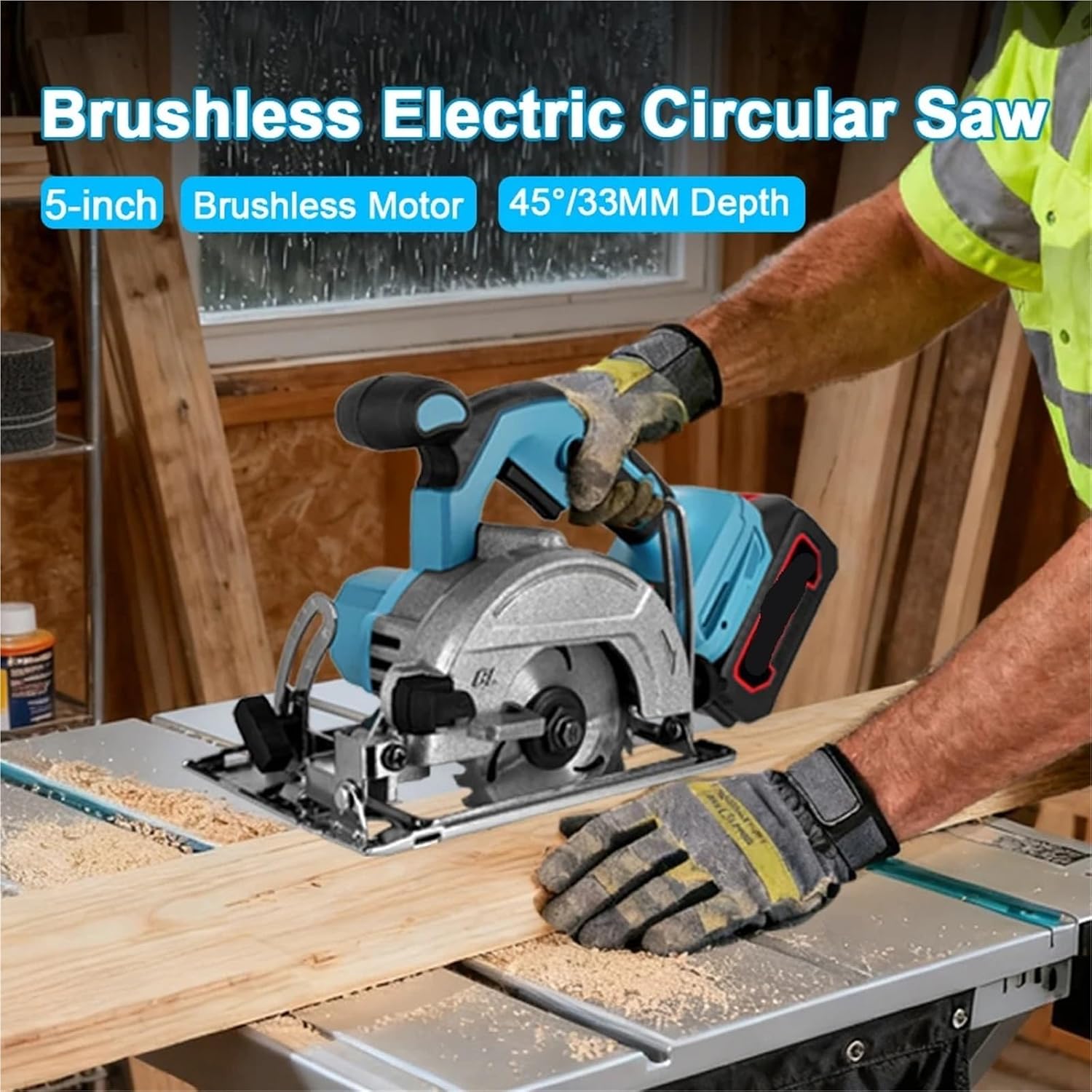 Reciprocating Saw, Handheld Electric Circular Saw 125MM Cordless 5inch Brushless Multi-Angle Woodworking Tool(Only-Machine)