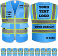 Custom Safety Vest Logo High Visibility Reflective Vest Ansi with Pockets Class 2 Hi Vis Security Construction Workwear