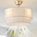 20' Boho Ceiling Fans with Lights, Coastal Fandelier Chandelier Ceiling Fan with Light Remote Control, Caged with 6 Speeds for Bedroom, Nursery (Beige)