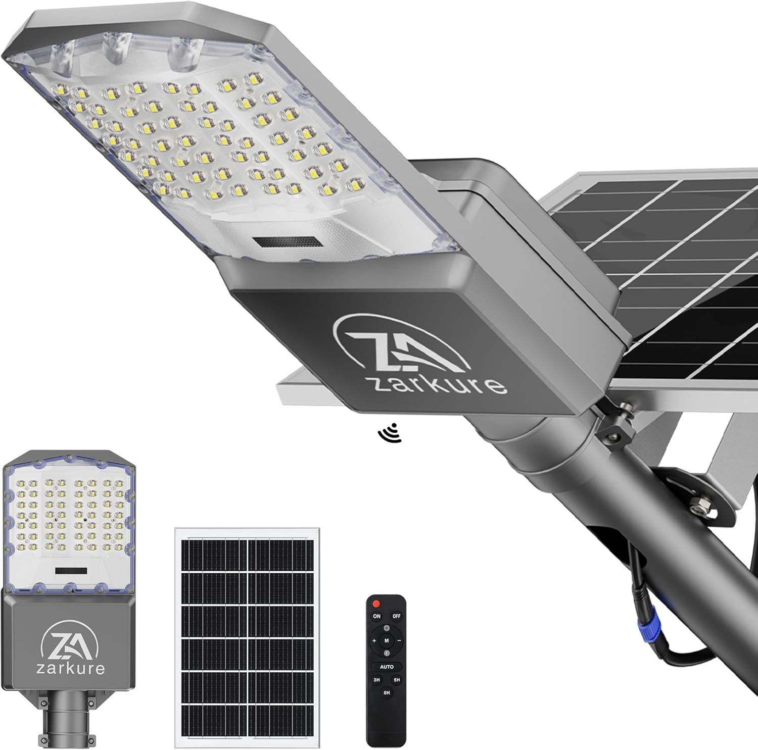 9500W Solar Street Lights Outdoor, 40000mAh IP67 Waterproof Solar Security Flood Lights 7000K 450000LM Super Bright LED Beads Commercial Parking Light with Remote Control for Street, Court, Barn-Gray