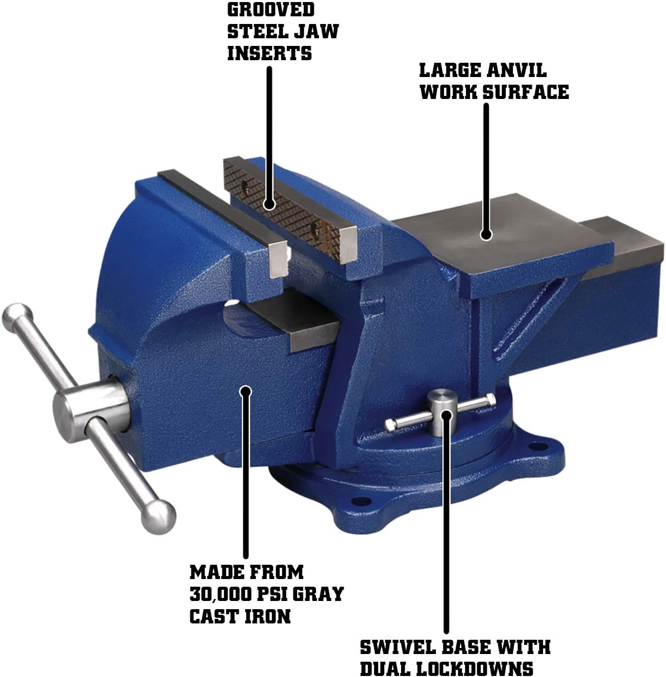 Wilton General Purpose Bench Vise, 5' Jaw Width, 4' Max Jaw Opening, 2-1/2' Throat (11105)