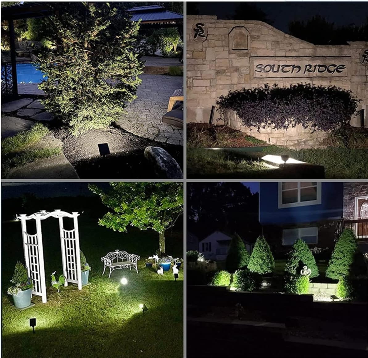 LED Landscape Solar Spotlights,350LM 6500K Daylight White Outdoor Solar Powered Garden Lights,Dusk to Dawn IP67 Waterproof for Garden Yard Patio Driveway Porch,6500K,8 pcs (6500k 4 pcs)