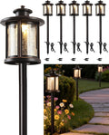 LITFIT Low Voltage Landscape Lighting, 12V 3.4W 155LM 3000K Outdoor Path Lights with Connectors, Crackled Shade, ORB Finish, Waterproof Aluminum LED Walkway Light Wired for Garden Yard, 6 Pack