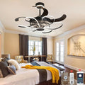 48 Inch Retractable Fandelier Ceiling Fan Chandelier with Lights and Remote for Bedroom Indoor Decoration, 3 Color Changeable, Dimmable with App, Timer Setting, Black