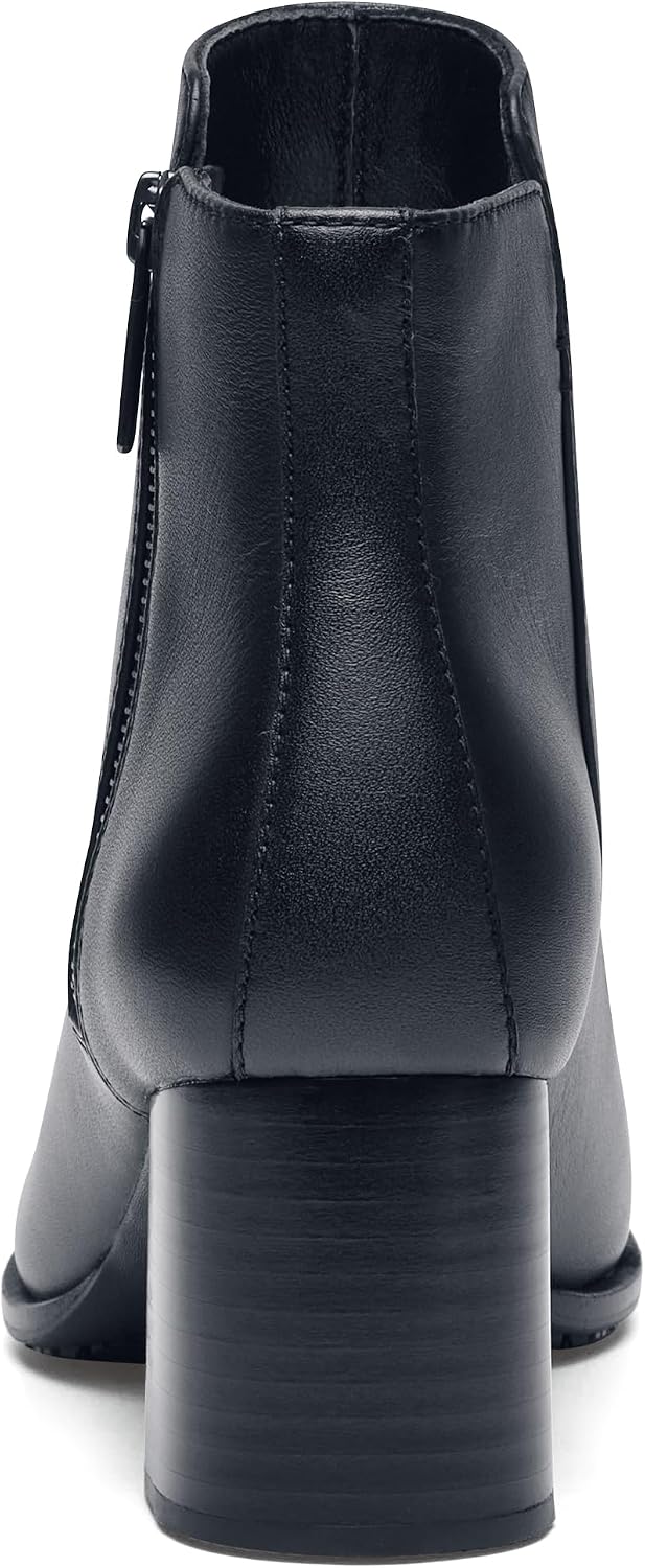 LILA Women's Slip-Resistant Work Zip Booties – Comfortable, Stylish & Non-Slip Mid-Height Ankle Work Boots with Water-Resistant Upper - Ideal for Women in Healthcare, Hospitality & More - Monica