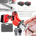 Electric Meat and Bone Saw,Cordless Reciprocating Saw,Rubber Handle,with 6replaceable Saw Blades,1pairs Gloves,Led Auxiliary Lighting,for Wood,Metal Cutting&Meat Bone,2batteries