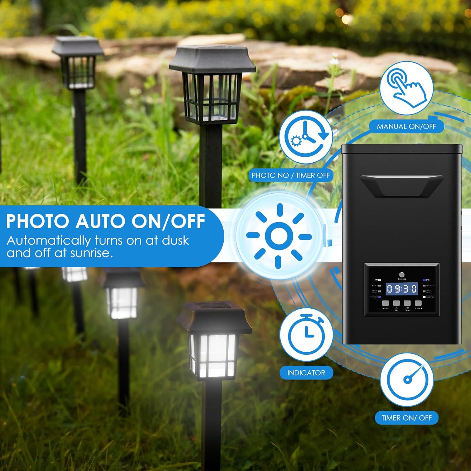 250W Low Voltage Landscape Transformer with Timer & Photocell for Landscape Lighting, 120V to 12V/15VAC, Stainless Steel, Weatherproof for Outdoor Landscape Lights,Yard Lights,Garden Lights