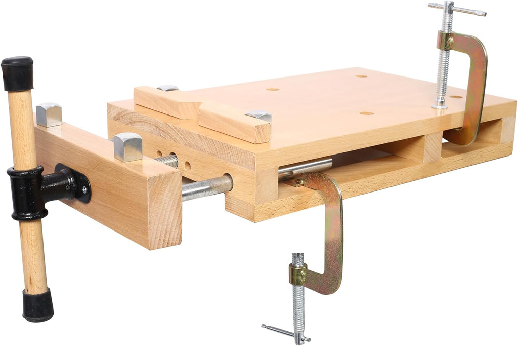 Portable Woodworking Bench Vise with 2 G-Type Fixing Clips, 4 Limit Blocks & Quick-Release Handle - Work Bench for Wood Processing