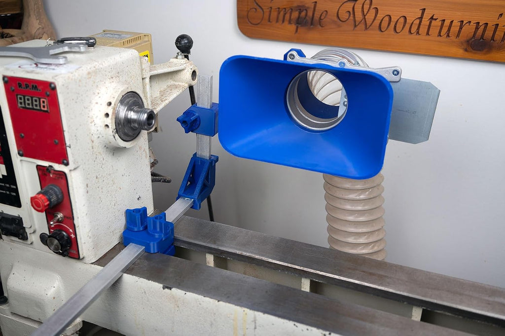 Simple Dust Collection System for Split-Bed Wood Lathe (Fits 4' Tubing, Powermatic 3520 C Lathe)