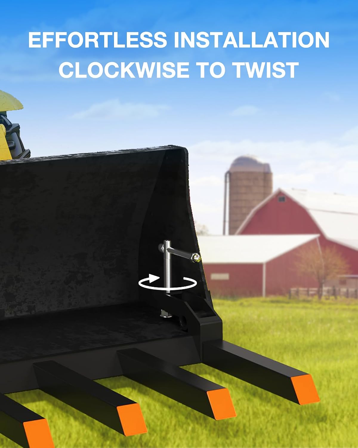 Garvee Clamp On Debris Forks for 60 in Buckets, 4560 LBS Loading Weight Pallet Forks for Loader, Tractor Buckets, Skidsteer, for Removing Limbs, Yard Waste and Debris