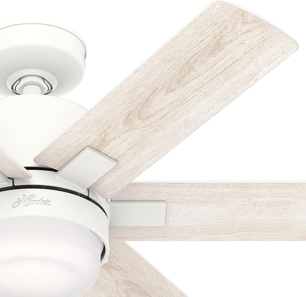 Hunter Fan 44 inch Casual Matte White Indoor Ceiling Fan with LED Light Kit, Holiday Gift for Bedroom, Living Room/Family Room, Dining Room, Kitchen, Office (Renewed)