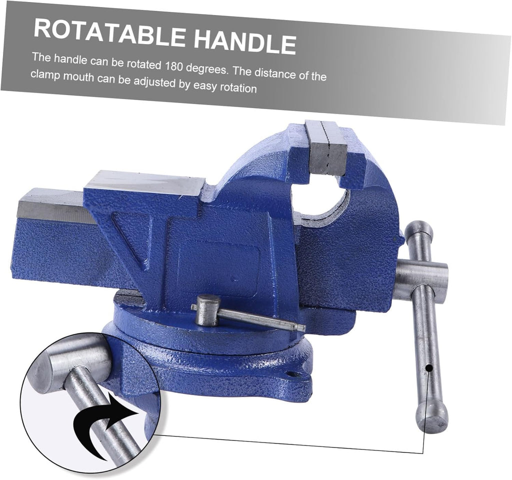TEHAUX Heavy Duty All-Steel Bench Vise Clamp for Woodworking Metalworking and DIY Projects 4-Inch Swivel Base High Precision Jaw Opening