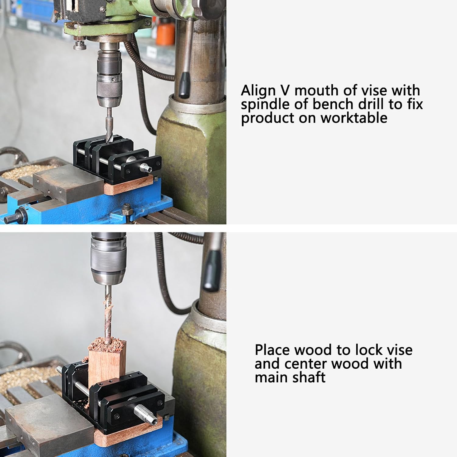 Diydeg Woodworking Bench Vise, Aluminum Alloy Woodworking Vise Woodworking Tools Center Hole Puncher Tool with Handle for Woodworking Projects