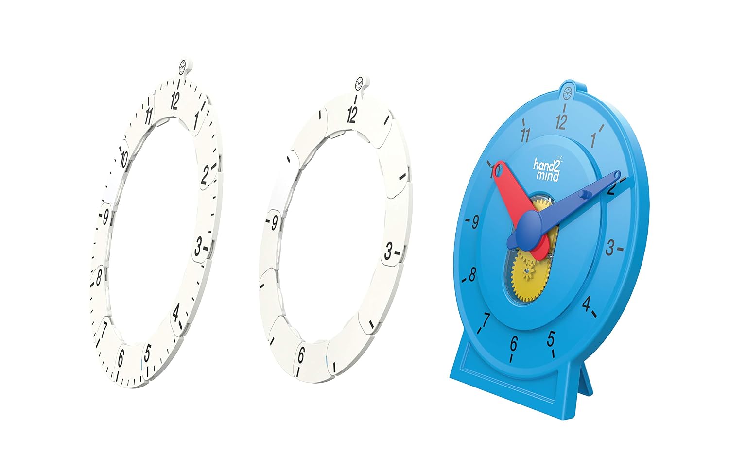 hand2mind Advanced NumberLine Clock Class Set, Learn to Tell Time, Analog Clock for Kids Learning, Number Line for Kids, Teaching to Tell Time, Math Manipulatives (Set of 25)