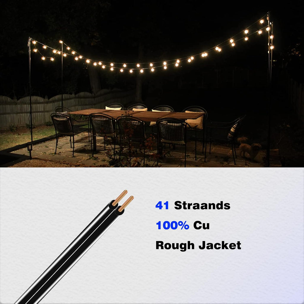 SPT-1 18/2 Low Voltage Landscape Lighting Copper Wire - 1000 Feet Black 18 Gauge 2 Conductor - Outdoor Direct Burial