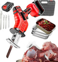 Portable Reciprocating Saws, Electric Cordless Chainsaw 21v Power Saws, Battery Powered Electric Bone Saw, 4 Meat Plates Included (With Battery And Tool Box),6AH