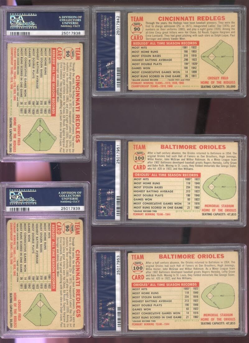 1956 Topps #100 Baltimore Orioles Team Photo Left PSA 4 Graded Baseball Card WB - Slabbed Baseball Cards