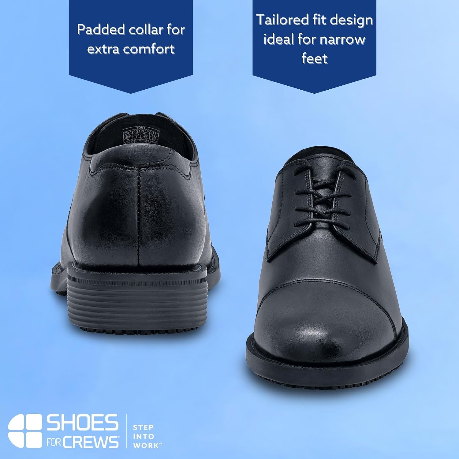 Shoes for Crews Men's Slip-Resistant Oxford - Dressy, Comfortable, Non-Slip Work Shoes for Men in Hospitality, Business Casual Settings, Healthcare - Senator