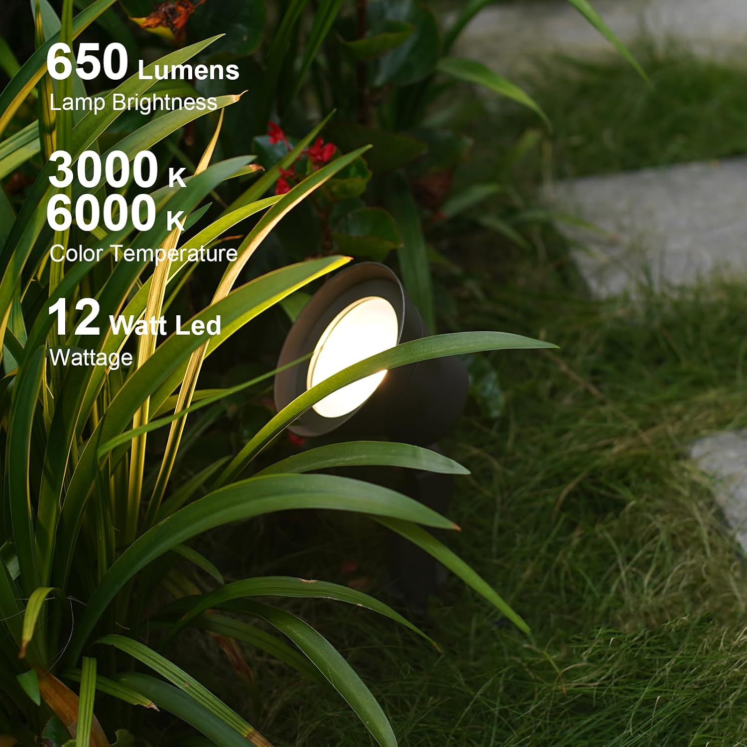 GOODSMANN RGBW Low Voltage LED Landscape Spotlight, 3000K/6000K White Light, 4 Pack 12W 12V-15V Outdoor Lights 9 Lighting Modes Color Changing Aluminum Housing Spot Lights for Garden Yard