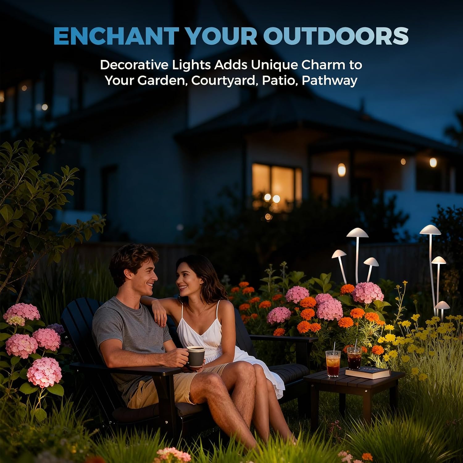 Gardencoin LED Low Voltage Outdoor Lighting Kit, 24V Outdoor Landscape Decorative Lights, Unique Aluminum Mushroom Light Wired with Transformer for Garden, Patio, Lawn, Backyard, Pathway, Set of 3