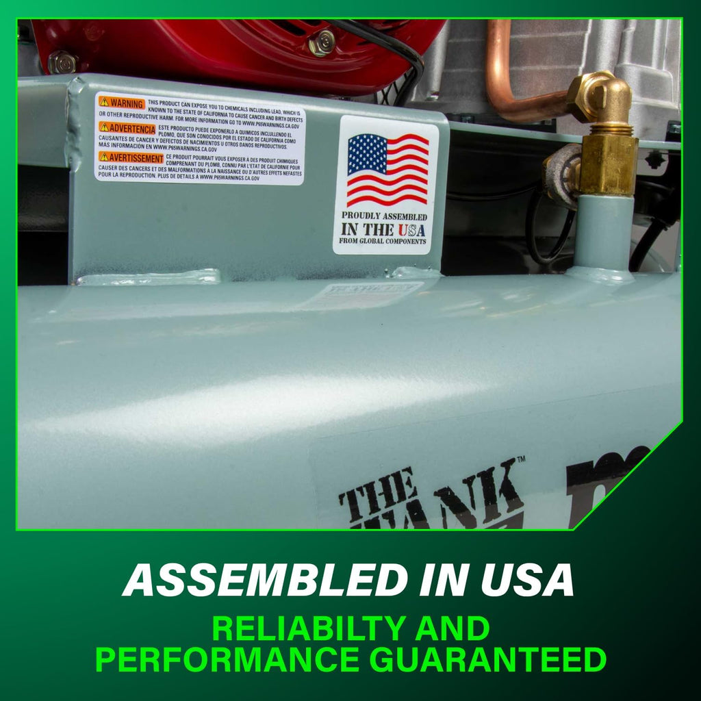 Metabo HPT Air Compressor, THE TANK XL, 9-Gallon Gas Wheelbarrow Compressor, Honda GX 200 Engine, Versatile for Use with Framing, Roofing Nailers, or Siding, Assembled in the USA, EC2610EA